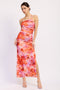Multi Floral One Shoulder Ruched Dress