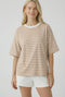 Tan Ivory Stripe Relaxed Fit Tee