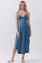 Blue Solid V-Neck Cami Dress