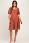 Marsala Polka Dot Puff Sleeve Maternity Dress