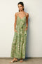 Sage Printed Waist Tie Maxi Dress