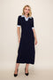 Navy Contrast Collar Short Sleeve Sweater Dress