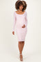 Light Pink Long Sleeve Fitted Lace Maternity Dress