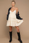 Beige Lace Accent Tiered Maternity Mini Dress