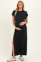 Vintage Black Boxy Side Slit Maternity Maxi Dress
