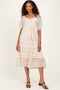 Butter Floral Lace Trim Tiered Midi Dress