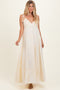 Cream Crochet Detail Tiered Shoulder Tie Maxi Dress