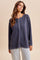 Faded Charcoal Ribbed Jersey Oversized Henley