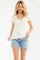 Ivory Mustard Ditsy Floral Lettuce Edge Henley Top