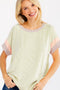 Mint Rib Color Block Short Sleeve Top
