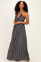 Black Printed V Neck Maxi Dress