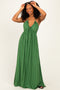 Olive Printed V Neck Maxi Dress