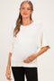 Ivory Oversized Maternity Short Sleeve Sweater Top