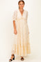Ivory Floral Lace V-Neck Maxi Dress