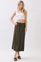 Olive Front Tie Maxi Skirt