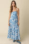 Blue Floral Damask Maxi Dress