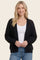 Black Chunky Waffle Knit Open Cardigan