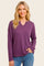 Plum Split Neck Oversized Brushed Knit Top