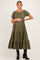 Olive Solid Short Sleeve Tiered Maternity Maxi Dress