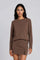 Brown Crew Neck Long Sleeve Top