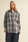 Navy Brushed Plaid Oversized Shirt Jacket