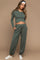 Smoky Fern Cropped Long Sleeve Pant Maternity Set