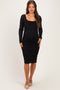 Black Long Sleeve Fitted Lace Maternity Dress