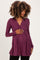 PinkBlush Burgundy Long Sleeve Draped Front Maternity Nursing Top
