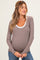 Taupe Striped Long Sleeve Scoop Neck Maternity Top