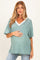 Mint Striped Short Sleeve V-Neck Maternity Top