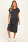 Charcoal Short Sleeve Ribbed Maternity Maxi Dress