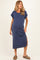 Navy Short Sleeve Ribbed Maternity Maxi Dress