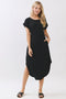 Black Rounded Hem Midi Dress