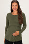 Olive Long Sleeve Peplum Knit Maternity Top