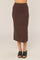 Chocolate Ribbed Sweater Midi Skirt