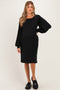 Black Long Puff Sleeve Knit Maternity Dress