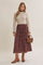 Mocha Floral Sweater Contrast Midi Dress