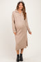 Light Mocha Half-Zip Collar Side Slit Maternity Midi Sweater Dress