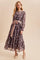 Brown Floral Sash Tiered Maxi Dress