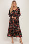 Black Floral Long Sleeve Maxi Dress