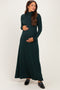 Hunter Green Turtleneck Long Sleeve Maternity Maxi Dress