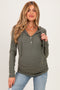 Olive Long Sleeve Button Front Long Sleeve Fitted Maternity Top