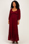 Burgundy Lace Long Sleeve Maxi Dress