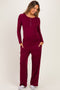 Wine Henley Wide Leg Pant Maternity Lounge Set
