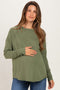 Light Olive Exposed Seam Long Sleeve Maternity Top