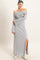 Grey Off-Shoulder Long Sleeve Maxi Dress