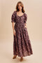 Dark Mocha Floral Smocked Waist Maxi Dress