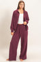Purple Waffle Knit Drawstring Wide Leg Pants