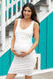 PinkBlush Ivory Sleeveless Ribbed Fitted Maternity Dress