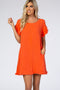 Coral Fringe Linen Dress